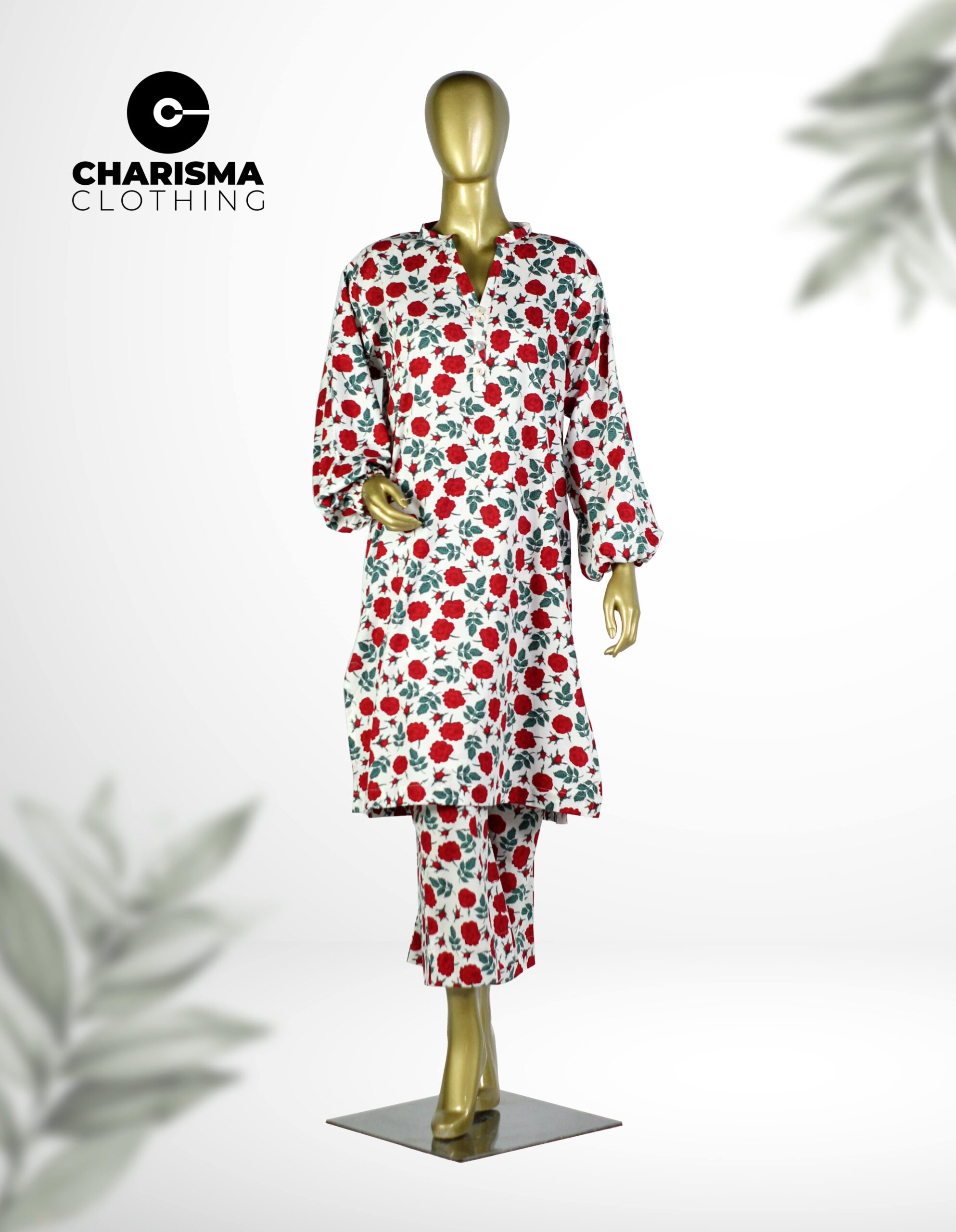 Printed kurta with harem sleeves and loose fit pants CC-WC24 022